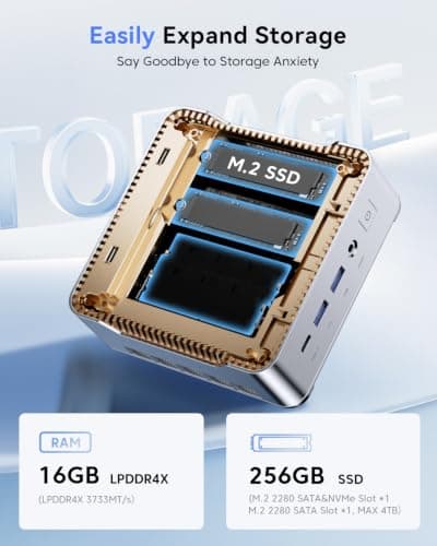 KAMRUI Pinova P2 AMD Ryzen 7330U(Beats 4300U/10110U/N95) Mini PC 16GB RAM 256GB SSD, Up to 4.3GHz, 4C/8T, 8MB L3 Smart Cache Mini Computers,Triple 4K Display for Home/Business Mini Desktop Computers - Thumbnail 5