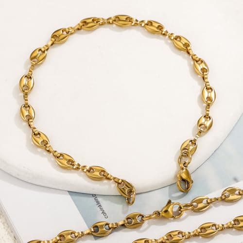 Alegend Titanium Steel (Not Rust, Resist Corruption, Easily Clean) 18K Gold Plated Oval Link Bracelet Women - Adjustable - Thumbnail 3