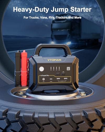 VTOMAN V-Truck Pro 8000A Car Battery Jump Starter with 65W Quick Charge, 41600mAh Portable Jump Starter Power Pack for All Gas All Diesel, 12V Jump Box with LED Light, Long Jumper Cables - Thumbnail 3