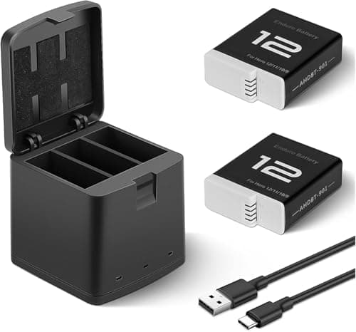 Topwowe 2 Packs 1800mAh Batteries for GoPro Hero 12 with 3 Channel Battery Charging Station Compatible with GoPro Hero 12, 11, 10, 9 Black Camera (2 Batteries & 1 Charger) - Image 1