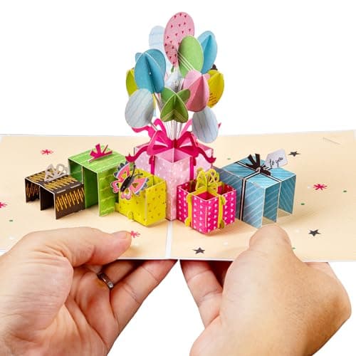 Paper Love 3D Birthday Pop Up Card, Birthday Party, For Adults and Kids - 5" x 7" Cover - Includes Envelope and Note Tag - Thumbnail 3