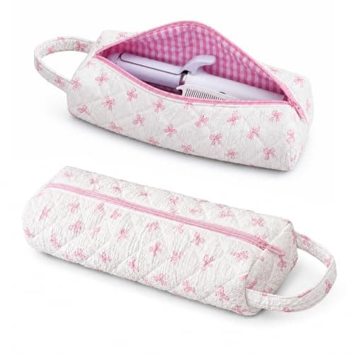 AMZMA Quilted Hair Dryer Travel Case, Portable Hair Tools Organizer for Curling Irons & Flat Irons, Soft Toiletry Storage Bag, Travel Essentials Gift for Women Girls - Image 1