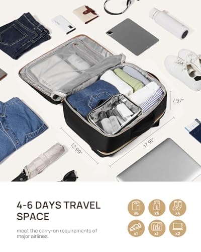 Telena Travel Backpack for Women, 17.3 inch Laptop TSA Carry On Personal Item Size Flight Approved Travel Bag Daypack with Multi-Pockets for Work, Travel, Business, Black-Beige-Brown - Thumbnail 4