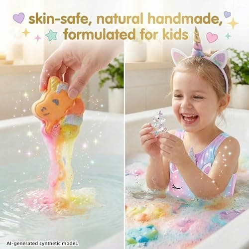 Unicorn Bath Bombs for Kids with Surprise Inside-9 Pcs Large Fizzy Bath Salts with Calming and Long Lasting Scent, Handmade Bubble Bath Bombs for Gilrs Age 3 4 5 6 7 8 9+ Year Old - Thumbnail 5