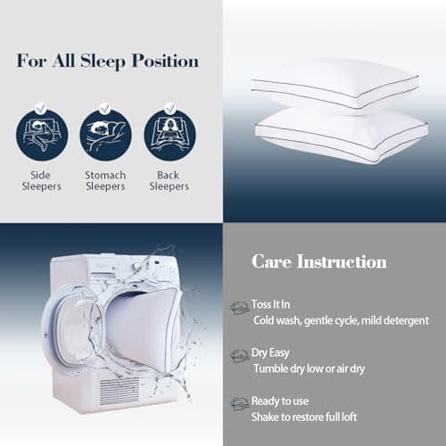 SHOUREN Goose Down Pillows Standard/Queen Size Set of 2, Fluffy Soft Bed Pillows for Sleeping, Down-Filled Pillow Insert with Gusseted Design, Perfect for Back, Side or Stomach Sleepers, 18 * 24" - Thumbnail 5