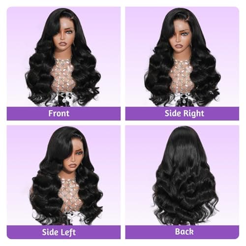 WISHGIRL Body Wave Lace Front Wig Human Hair SKINLIKE HD Lace Wigs 13x4 Full Frontal Lace Wig 0.10mm Ultra-thin Invisible Swiss HD Lace Front Wigs Frayed Ends Tiny Knots 200% Density Natural Color - Thumbnail 5