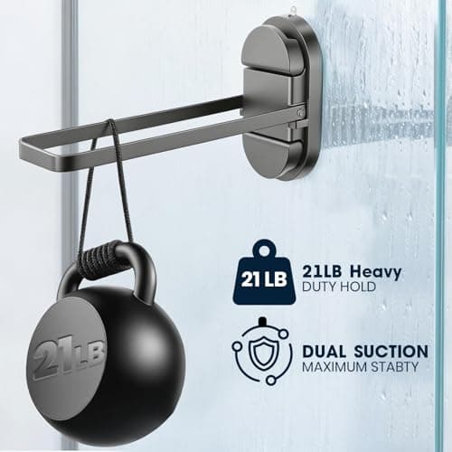 Heavy Duty Suction Cup Towel Bar for Bathroom - 20LB No Drill Foldable Stainless Steel Towel Rack Holder Shower Door RV Rental Kitchen Wall Mount - Thumbnail 3