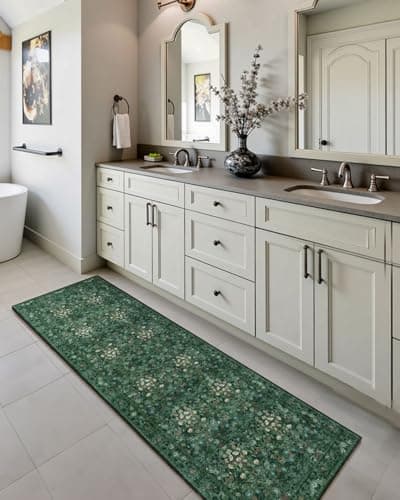 Lunasun Boho Green Long Hallway Runner Rug 2x6 Washable, Farmhouse Floral Botanical Non Skid Kitchen Floor Mat - Vintage Soft Throw Rug for Bathroom, Indoor Entrance, Foyer, Bedroom Bedside, Laundry - Thumbnail 3