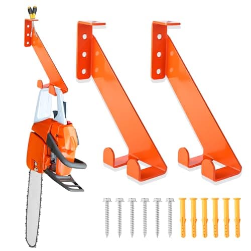 3 in 1 Chainsaw Holder 10" - Heavy Duty Chainsaw Wall Mount, 10 Gauge Steel Chain Saw Hanger for Garage Organization, Hefty Rack Storage Organizer for Chainsaw Accessories and Tools, 180lbs Capacity - Image 1