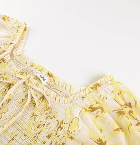 GRACE KARIN Womens Summer Floral Maxi Dress 2026 Flowy Wedding Guest Dress A Line Boho Dresses Fashion Clothing with Pockets Yellow Floral 2XL - Thumbnail 5