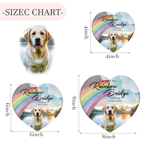 Umitive Personalized Pet Memorial Stone - Custom Dog Grave Marker with Name & Photo - Sympathy Gifts for Loss of Beloved Dog - Cemetery Decor - Rainbow Bridge Memorial for Dogs (Style B) - Thumbnail 3