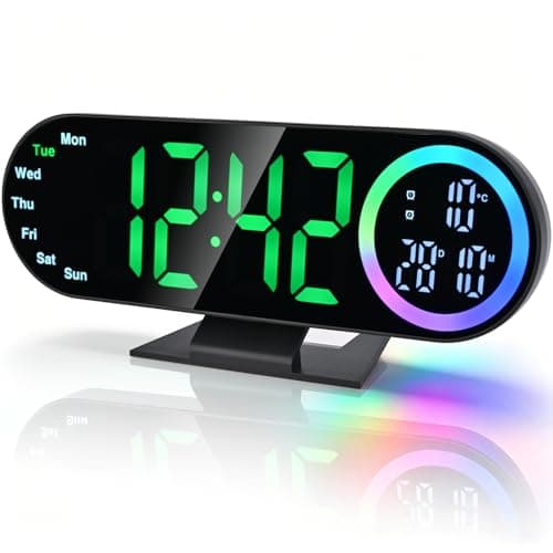 Digital Alarm Clocks with 16 Night Light, Loud Alarm Clock for Heavy Sleepers Adults Teens Kids Seniors, 3 Brightness 2 Alarm Mirror and LED Big Display Clocks for Bedside, Desk, Bedrooms Living Room - Image 1