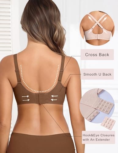 Avidlove Jelly Bras for Women with Support Wireless Pushup Lift Bralatte Back Smoothing Bra Coffee M - Thumbnail 4