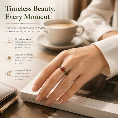 ANNIE WU Natural Hetian Jade & Purple Sand Beaded Ring for Women - Thumbnail 5