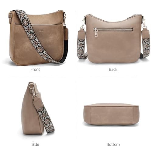 GEMIU Purses for Women Medium Crossbody Purse Crossbody Bags Leather Shoulder Bags with Guitar Strap Light Brown - Thumbnail 6