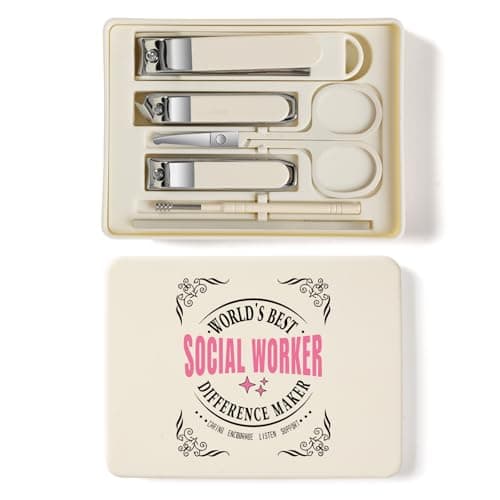 TTJHGYQO 6-Piece Nail Clipper Set with Nail File, Tweezers and ingrown toenail Removal kit Travel Nail kit for Men and Women (Social Worker White) - Image 1