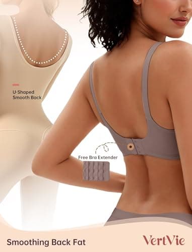 Vertvie Womens Wireless Bras No Underwire Push Up Bra Seamless Supportive Full Coverage Everyday Bras Regular and Plus Size(Grey,Large) - Thumbnail 4