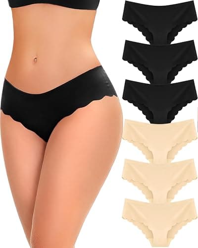 FINETOO 6 pack Seamless Underwear for Women Sexy Low Rise Hipster Wave Edge No Show Bikini Panties Womens Cheeky S-XL - Image 1