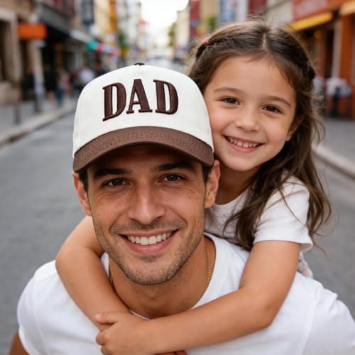 KIDHABE Dad Trucker Hats for Men, Embroidered Baseball Cap, Fathers Day Birthday Gifts from Daughter Son, New Dad Gifts Fathers Brown - Thumbnail 4