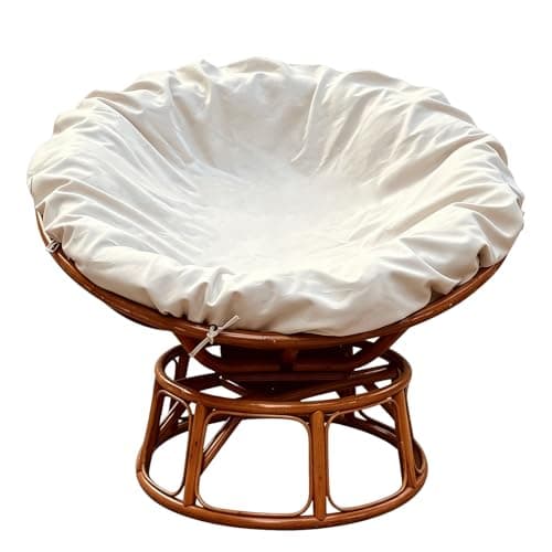 Zevulizen Papasan Cushion Cover, 50in Round Egg Chair Cushion Cover Water Resistant, Machine Washable Unfading Cover with Zipper & Straps for Indoor Outdoor Patio Garden, Only Cover (Khaki) - Image 1