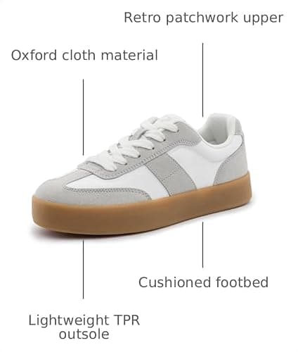 Rihero White Platform Sneakers for Women Comfortable Tennis Walking Shoes Non-Slip Fashion Casual Sneakers Size 7.5 - Thumbnail 3