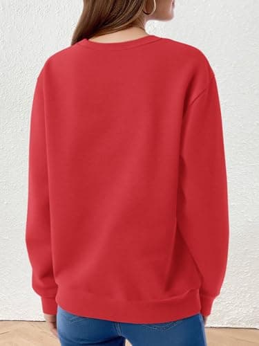 STOLKISS Women Long Sleeve Fleece Lined Sweatshirts Casual Crew Neck Cute Pullover Tops Fall Fashion Soft Thicken Sweatshirt - Thumbnail 3