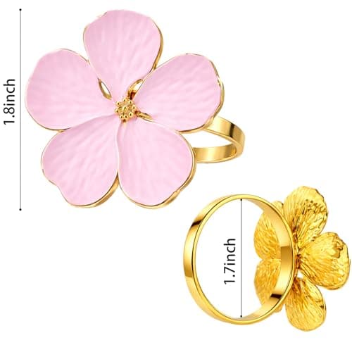 Flower Napkin Rings Set of 8, European Palace-Style Glaze, High-Temperature Fired Ideal for Photography Props, Ribbon Clips, or Curtain Tiebacks, Weddings/Birthdays (Pink) - Thumbnail 4