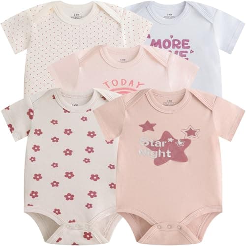 Baby Newborn Layette 10-Piece Set Cotton Bodysuits Short Sleeve Pants Sets Rainbow Stars Printed for Baby Boys Girls Toddler Unisex Baby Gift Sets for 3 6 Months - Thumbnail 3