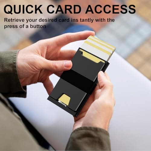 furid Smart Card Wallet for Men Slim: Minimalist Wallet For Men - RFID Blocking Pop Up Front Pocket Wallet, Metal Wallet 11 Card Holder - Thumbnail 4