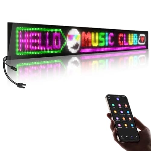 Large Programmable LED Sign, P5 Resolution Indoor Store LED Sign, Bluetooth APP, for Business Retail Shop Window Display (32"x 6")