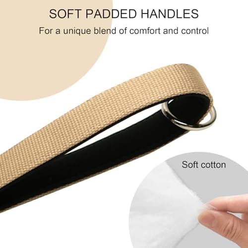 20” Strong Short Leash for Dog, Heavy Duty Bungee Dogs Leash with Padded Handle Car Seatbelt, Small Dog Training Leashs for Large or Medium Dogs - Can be Used with Other leashes (Khaki) - Thumbnail 5