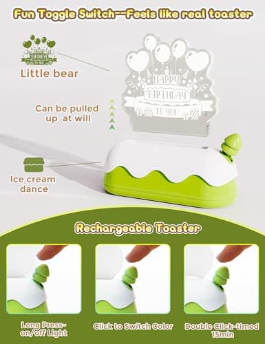 L LOHAS LED Birthday Night Lights for Kids, Kawaii Stuff Birthday Desk Lamp, Rechargeable Desk Decor for Bedroom, Besides, Dinning, Nursery Night Light for Kids, Boys, Girls, Gifts - Thumbnail 3