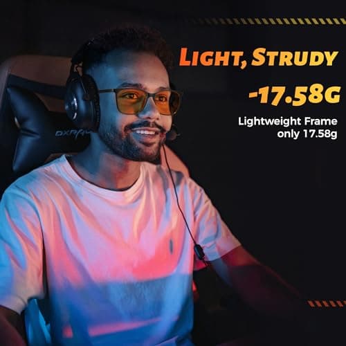 ANRRI Blue Light Glasses for Computer & Gaming - Amber Lenses Reduce Eye Strain Max Protection Sleep Glasses Mens and Women - Thumbnail 2