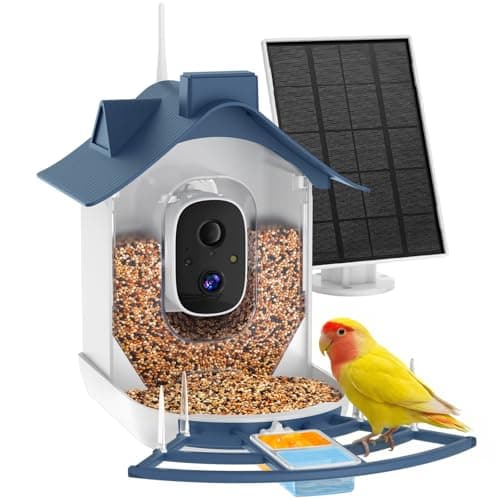 Smart Bird Feeder with Camera, AI Bird Identification, Solar Powered Wireless Outdoor Bird Watching Camera, Auto Capture Video & Instant Notifications for Bird Lovers