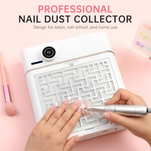 CHRISTINE SHELLY Nail Dust Collector, Bling Diamond Cordless Rechargeable 5000RPM Vacuum Nail Tech Fan Extractor, Professional Nail Duster Suction, Low Noise, Salon&Home - Thumbnail 6