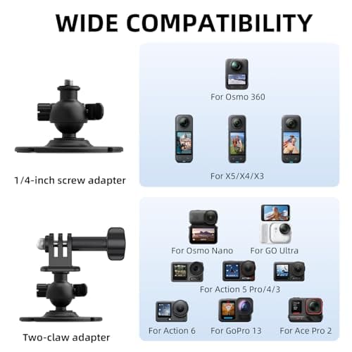 Flymile 2Pack Helmet Flexible Adhesive Mount for Insta360, 360° Adjustable Sticky Holder with Safety Buckle for GoPro, Insta 360 X5/X4/Ace Pro 2/GO 3S, for DJI Action 6 5 4 Motorcycle Ski Accessories - Thumbnail 5