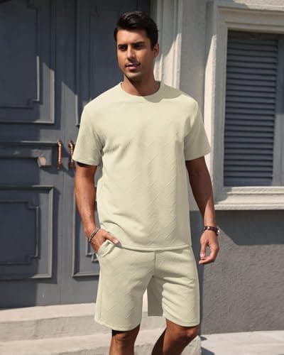 Aiyino Men’s 2-Piece T-Shirt & Shorts Set – Casual Track Suit for Summer - Thumbnail 4