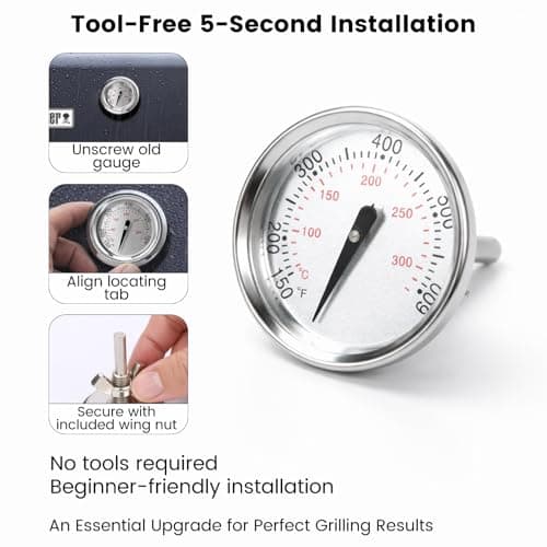 BLUES GRILL PARTS 60540/67031/7581/60392/74239 1-13/16" Grill Thermometer - Replacement for Weber GS4 Spirit I & II 200/300, Q Series (120/220/300/320) & Charcoal Kettle Grills (22''&26'') - Thumbnail 5