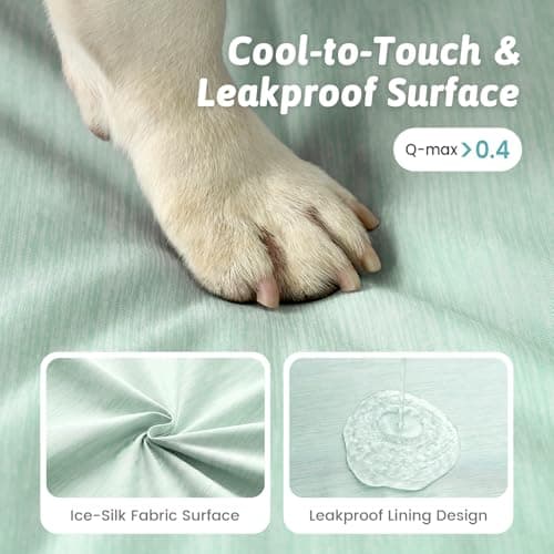 Cooling Dog Bed, Orthopedic Foam Dog Bed with Sides, Removable Cover & Waterproof Lining and Nonskid Bottom, Comfortable Pet Beds for Medium Dogs, Green (36" L x 27" W x 6.5" Th) - Thumbnail 5