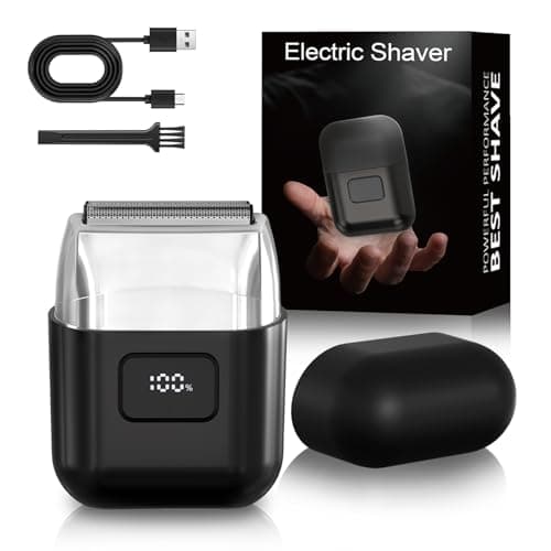 YOXSPD Electric Foil Shaver for Men - Mini Electric Razor for Face, 3 Floating Blades, LED Display, Dual Speed - IPX7 Waterproof, USB-C Fast Charging, 60-Min Runtime, Travel Lock (Gloss Black)