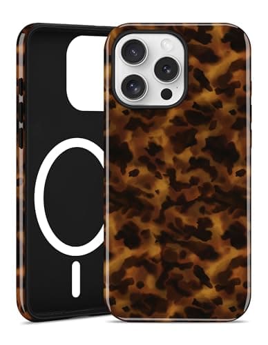 Aitipy Magnetic Little Tortoise Shell Phone Case for iPhone 15 Pro, Compatible with MagSafe, Cute Brown Aesthetic Leopard Print Soft TPU Hard PC Shockproof Protective Phone Cover for Women Girls