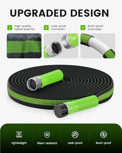 RAINPOINT Flat Soaker Hose 100FT for Garden, Drip Hose with Anodized Aircraft Aluminum Ends, Flexible Leakproof and Save 80% Water Garden Irrigation Hose, Green (50FT X 2Pack) - Thumbnail 3