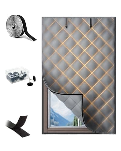cocobeen Window Insulation Cover for Winter - 39" x 63" Thermal Insulated Window Curtain Kit with Oxford Cloth Thicken Cotton to Keep Heat for Home RV Basement Winter & Summer Use - Image 1