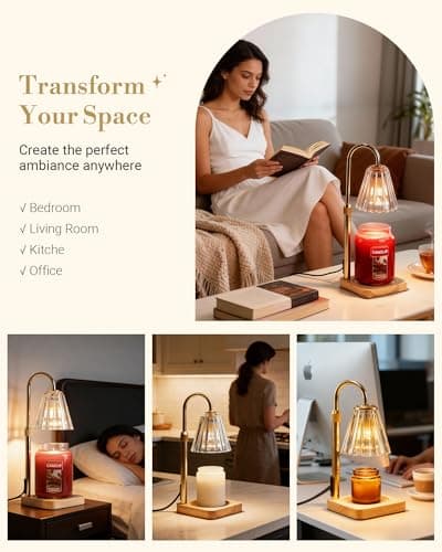 Marycele Candle Warmer Lamp with Timer & Dimmer - Mothers Day Gifts for Women Mom Her, Aesthetic Office Home Decor, Adjustable Height Wax Melter for Candle Jar & 3-Wick Candles (2 Bulbs Included) - Thumbnail 6