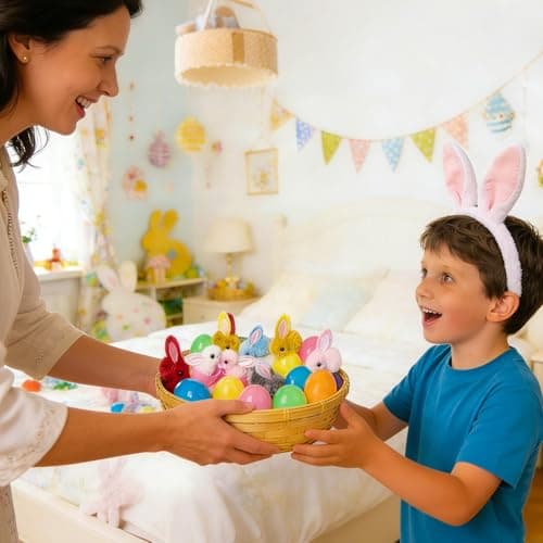 HIKISS 24 Pack Easter Eggs Filled Plush Bunny Toys, Mini Colorful Bunny Egg Fillers for Kids Toddler Boys Girls Easter Egg Hunt Classroom Prize Supplies Basket Stuffers Easter Party Favors - Thumbnail 6