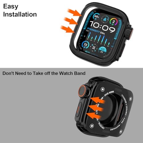 SDOCEBF 2 in 1 Metal Alloy Case for Apple Watch Series 11/10 46mm, Rugged Aluminum Bumper with Back Cover, Shockproof Protective Apple Watch 10 46 mm Metal Cover, Black - Thumbnail 6
