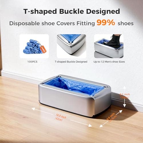VMYTH Automatic Shoe Cover Dispenser,100 High-Quality Non-Woven Fabric Shoe Covers,Shoe Covers Disposable Dispenser,No Electricity Needed Shoe Cover Machine for House/Office/Lab,Fits Most Shoe Sizes - Thumbnail 4