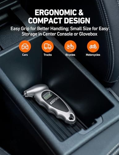 AstroAI Digital Tire Pressure Gauge 0-150PSI Calibrated to ANSI B40.7 +/-1PSI, Accurate in 0.1 Increments, 4 Units for Car Truck Bicycle with Backlight LCD, Silver - Thumbnail 6
