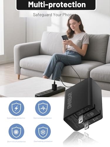 Omnibar 45W Super Fast Charger USB C Dual Port Android Phone Charger Type C Fast Charging Block, Foldable PD3.0 PPS USB C Wall Charger for Samsung S26/S25/S24/S23/S22, iPhone 17/16/15, iPad, Black - Thumbnail 6