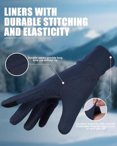 Aegend Lightweight Winter Gloves for Men Women, Warm Running Gloves Touchscreen Thermal Glove Liners for Cold Weather Driving, Cycling & Hiking, Non-Slip, Elastic Cuff, Stretchy, Durable - Thumbnail 4